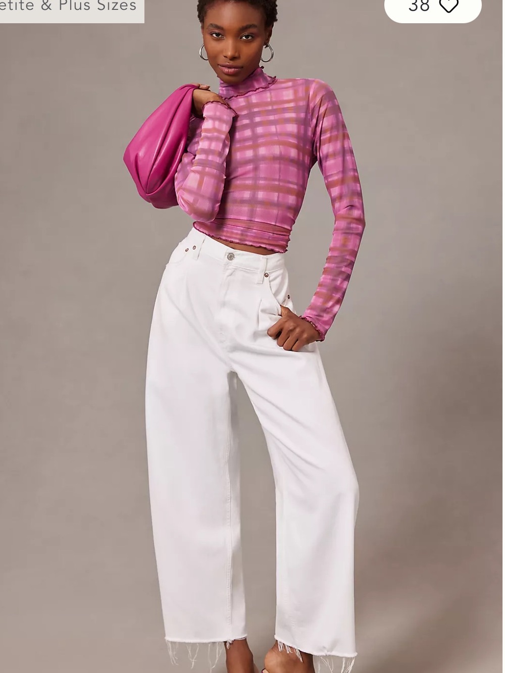 Anthropologie Pilcro Mesh Plaid Turtleneck Top - Picture 2 of 11